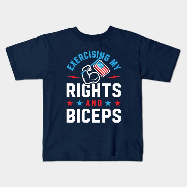 Exercising My Rights And Biceps v2 Kids T-Shirt by brogressproject